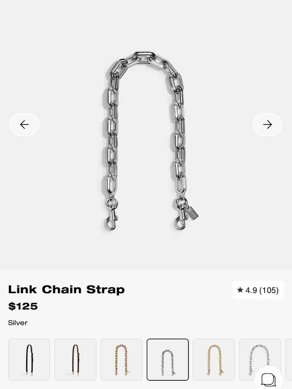 Coach Silver Chain Shoulder Bag Strap - Picture 2 of 3